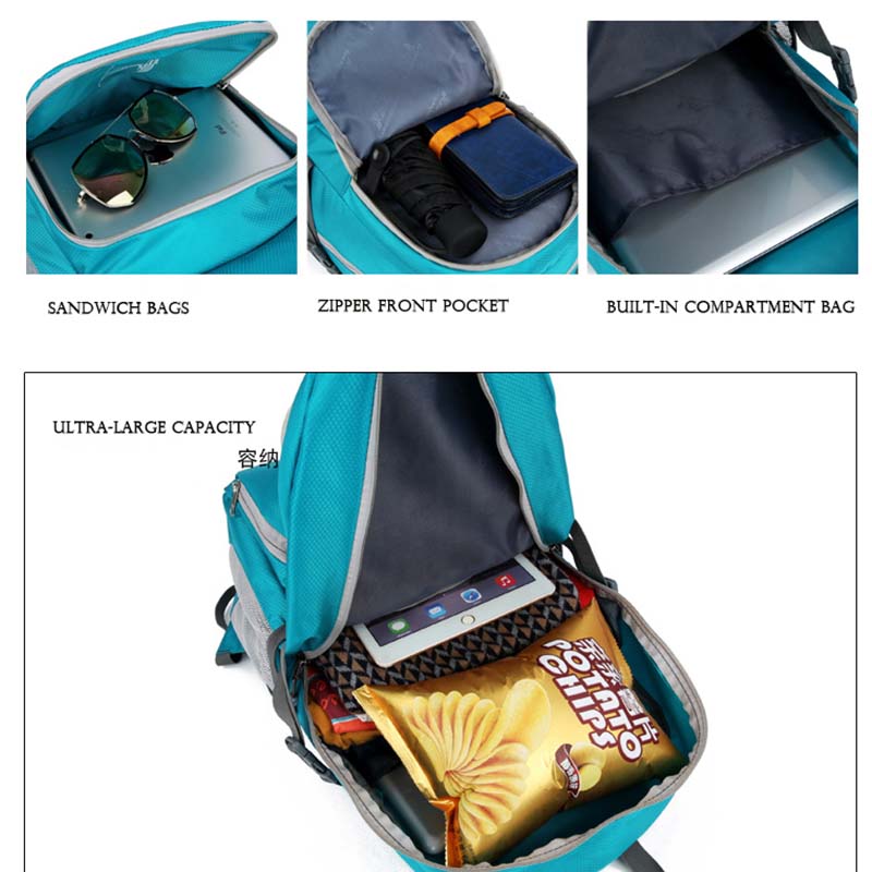 inside pocket of foldable lightweight travel bag