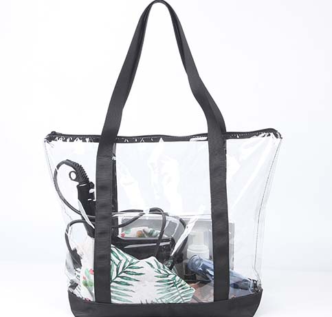 clear pvc tote beach bag for storage toy,towl,food,slippers